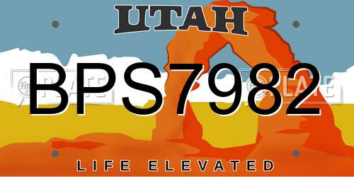 BPS7982 Utah License Plate