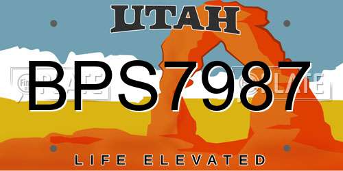 BPS7987 Utah License Plate