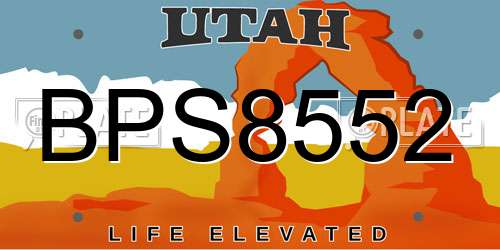 BPS8552 Utah License Plate