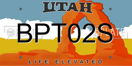BPT02S Utah License Plate
