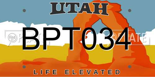 BPT034 Utah License Plate