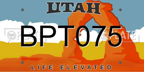 BPT075 Utah License Plate