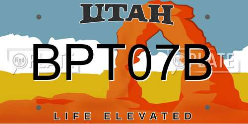 BPT07B Utah License Plate