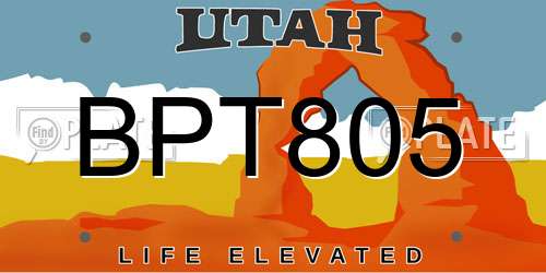 BPT805 Utah License Plate