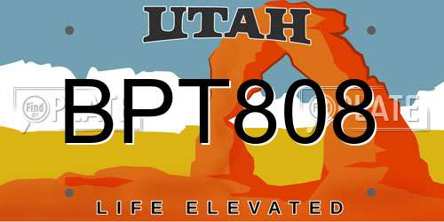 BPT808 Utah License Plate