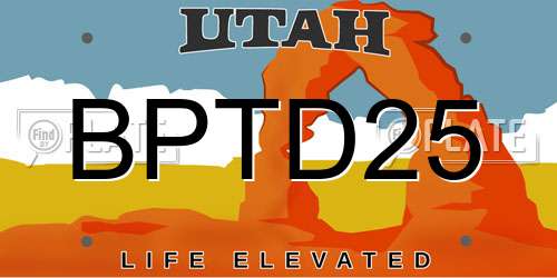 BPTD25 Utah License Plate