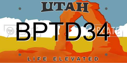 BPTD34 Utah License Plate