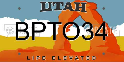 BPTO34 Utah License Plate