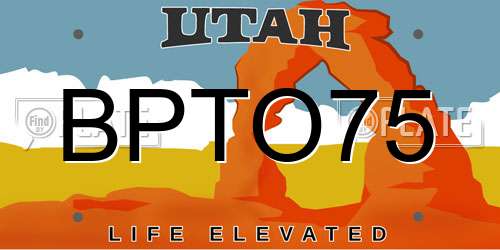 BPTO75 Utah License Plate