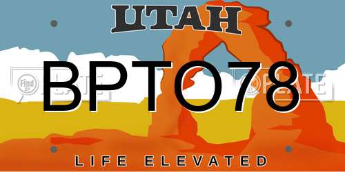 BPTO78 Utah License Plate