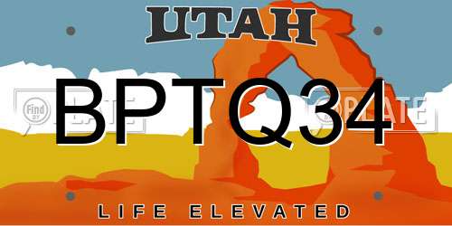 BPTQ34 Utah License Plate