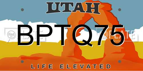 BPTQ75 Utah License Plate