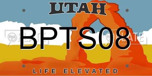 BPTS08 Utah License Plate