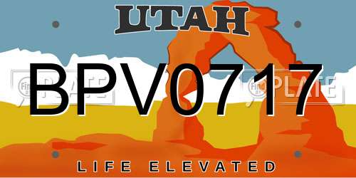BPV0717 Utah License Plate