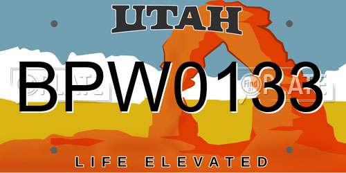 BPW0133 Utah License Plate