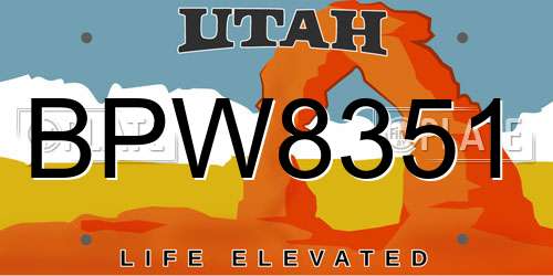 BPW8351 Utah License Plate