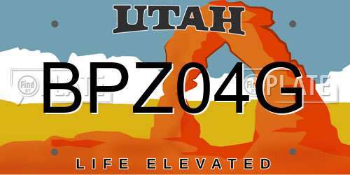 BPZ04G Utah License Plate