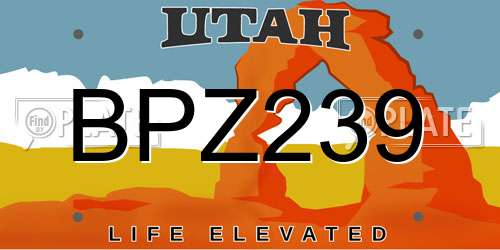 BPZ239 Utah License Plate