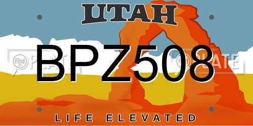 BPZ508 Utah License Plate
