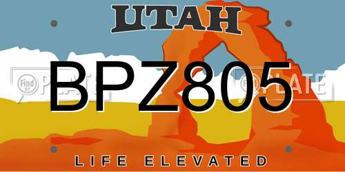 BPZ805 Utah License Plate