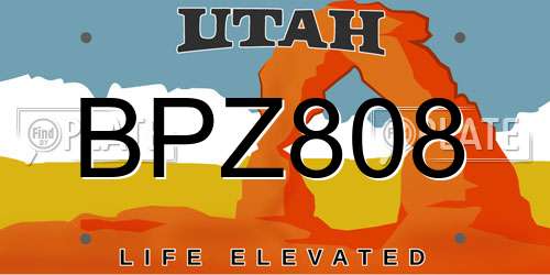 BPZ808 Utah License Plate