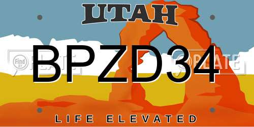 BPZD34 Utah License Plate