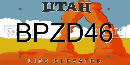 BPZD46 Utah License Plate