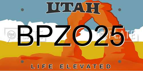 BPZO25 Utah License Plate