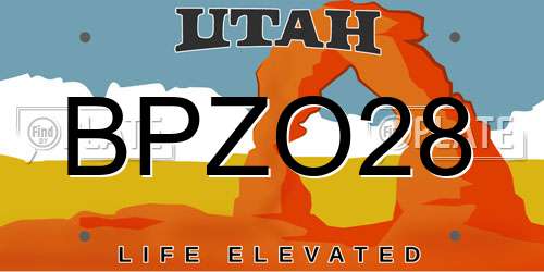 BPZO28 Utah License Plate