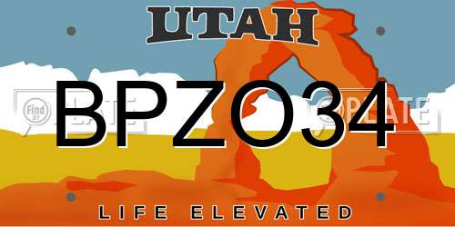 BPZO34 Utah License Plate