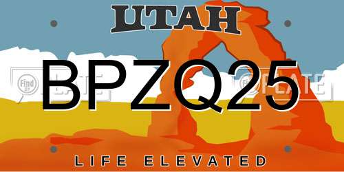 BPZQ25 Utah License Plate