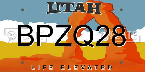 BPZQ28 Utah License Plate