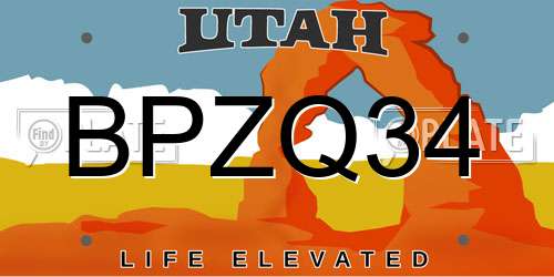 BPZQ34 Utah License Plate