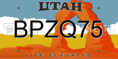 BPZQ75 Utah License Plate