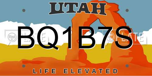 BQ1B7S Utah License Plate