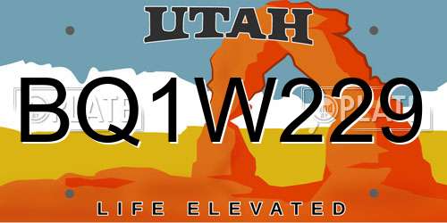 BQ1W229 Utah License Plate
