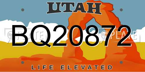 BQ20872 Utah License Plate