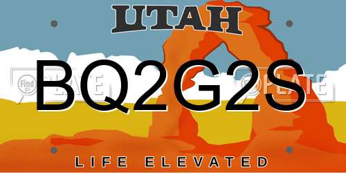 BQ2G2S Utah License Plate