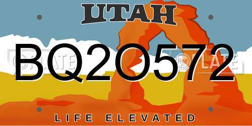BQ2O572 Utah License Plate
