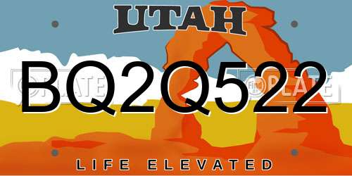 BQ2Q522 Utah License Plate
