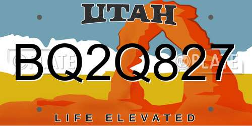 BQ2Q827 Utah License Plate
