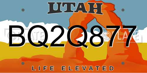 BQ2Q877 Utah License Plate