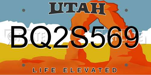 BQ2S569 Utah License Plate