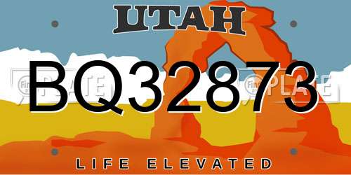 BQ32873 Utah License Plate