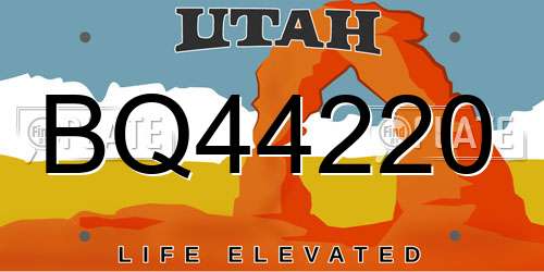 BQ44220 Utah License Plate