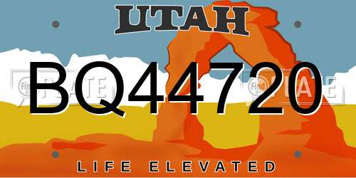 BQ44720 Utah License Plate