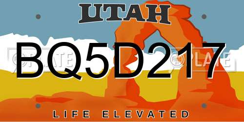 BQ5D217 Utah License Plate