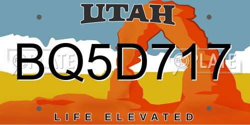 BQ5D717 Utah License Plate