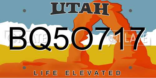 BQ5O717 Utah License Plate