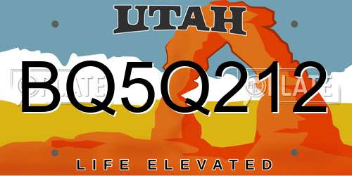 BQ5Q212 Utah License Plate